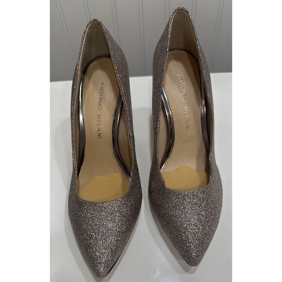 Antonio Melani Glitter Pump Heel Size 6 Multicolor Gold/Bronze Holiday NYE - Picture 3 of 7